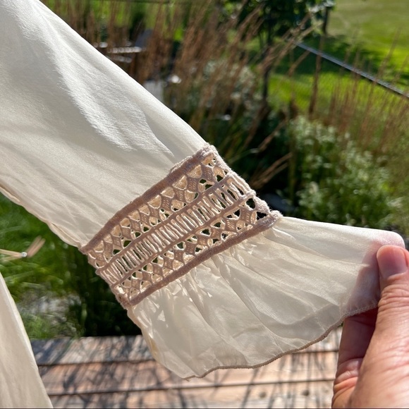 Giulia Italy Silk Crochet Flowy Bohemian Babydoll Dress - Picture 7 of 15